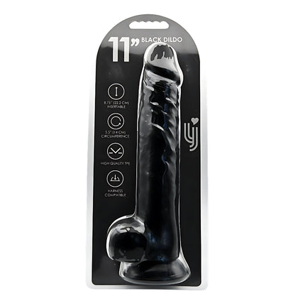 Loving Joy 11 Inch Black Dildo with Balls 