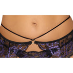 Cottelli Lilac and Black Lace Suspender Set Size: Large