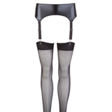 NOXQSE Wet Look Suspender Belt And Stockings Size: Large