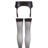 NOXQSE Wet Look Suspender Belt And Stockings Size: Large