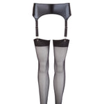 NOXQSE Wet Look Suspender Belt And Stockings Size: Small