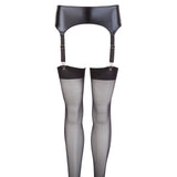 NOXQSE Wet Look Suspender Belt And Stockings Size: Small