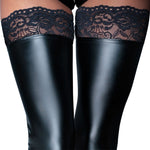 Noir Handmade Black Footless Lace Top Stockings Size: Medium