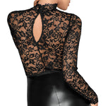 Noir Black Lace and Wet Look Pencil Dress Size: Medium