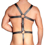 Mens Leather Adjustable Harness With Cock Ring - Scantilyclad.co.uk 