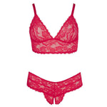 Cottelli Plus Size Red Lace Bra And Briefs Size: X Large - Scantilyclad.co.uk 