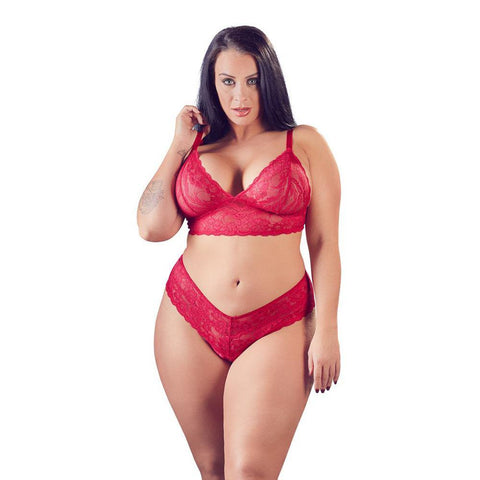 Cottelli Plus Size Red Lace Bra And Briefs Size: XXXL - Scantilyclad.co.uk 