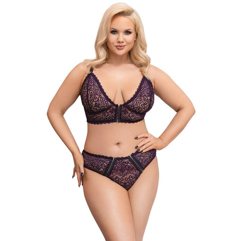 Cottelli Curves Delicate Lace Bralette And Briefs Size: X Large