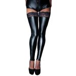 Noir Handmade Black Footless Lace Top Stockings Size: Medium