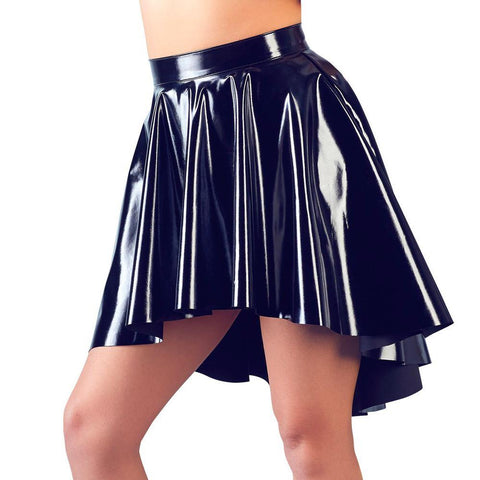 Black Vinyl Asymmetrical Rock Skirt Size: Medium - Scantilyclad.co.uk 