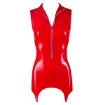 Zip Up Latex Basque Red Size: Small