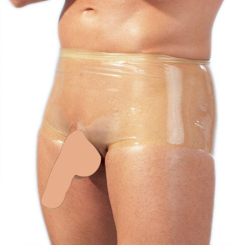 Latex Boxers With Penis Sleeve Clear Size: L-XL