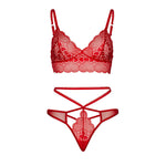 Leg Avenue Sweetheart Lace Bralette Set Red Size: M-L