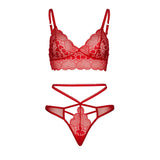 Leg Avenue Sweetheart Lace Bralette Set Red Size: S-M