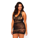 Leg Avenue Floral Lace Opaque Mini Dress UK 18 to 22 - Scantilyclad.co.uk 