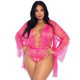 Leg Avenue Floral Lace Teddy and Robe Set - Scantilyclad.co.uk 