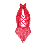 Leg Avenue Floral Lace Crotchless Teddy Red Size: Medium