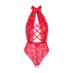 Leg Avenue Floral Lace Crotchless Teddy Red Size: Small