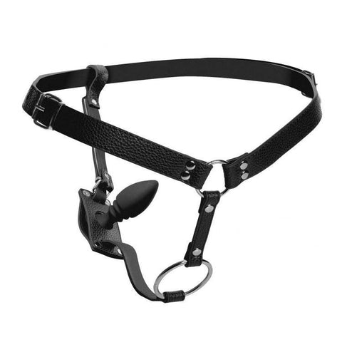 Strict Male Cock Ring Harness with Silicone Anal Plug - Scantilyclad.co.uk 
