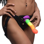 Proud Rainbow Silicone Dildo with Harness - Scantilyclad.co.uk 