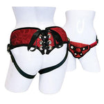 SportSheets Plus Size Red Lace With Satin Corsette Strap On - Scantilyclad.co.uk 