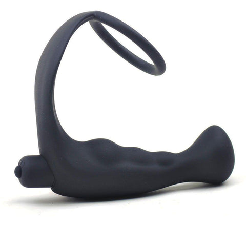 Black Silicone Anal Plug Vibrator with Cock Ring - Scantilyclad.co.uk 