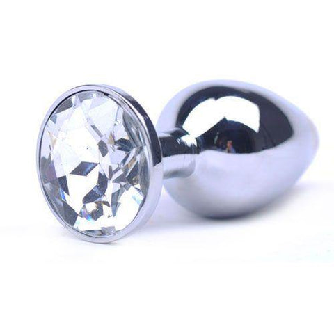 Large Metal Anal Plug With Clear Crystal - Scantilyclad.co.uk 