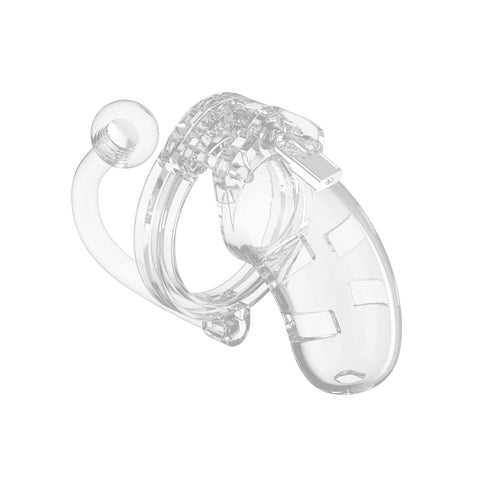 Man Cage 10  Male 3.5 Inch Clear Chastity Cage With Anal Plug - Scantilyclad.co.uk 