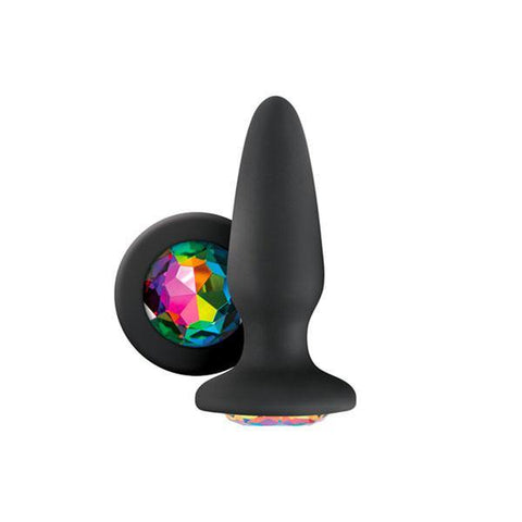 Glams Silicone Rainbow Gem Butt Plug Black - Scantilyclad.co.uk 
