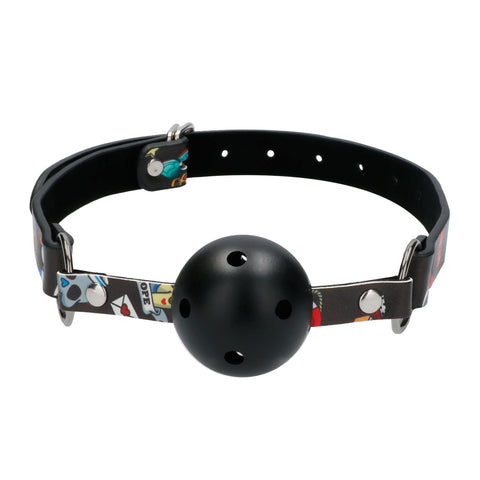 Ouch Breathable Ball Gag With Printed Leather Straps - Scantilyclad.co.uk 