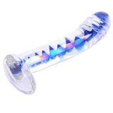 Glass Dildo With Blue Wavy Design - Scantilyclad.co.uk 