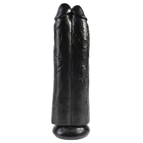 King Cock 11 Inch Black Two Cocks One Hole Hollow Strap-On - Scantilyclad.co.uk 