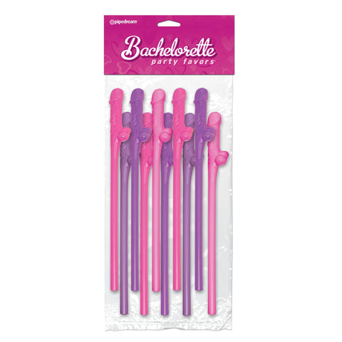 Bachelorette Party Favors 10 Pecker Straws Pink And Purple - Scantilyclad.co.uk 
