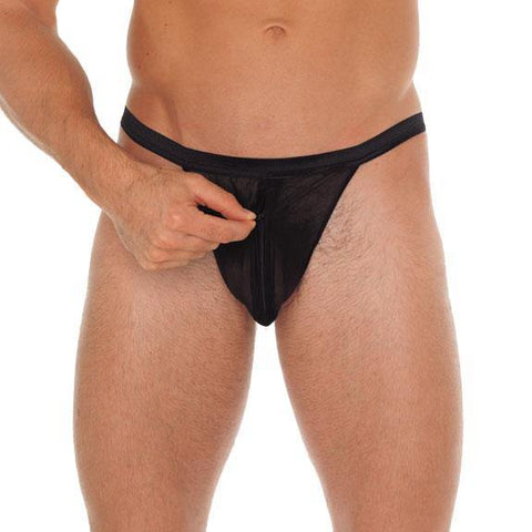 Mens Black G-String With Pouch - Scantilyclad.co.uk 