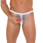 Mens White Mesh Pouch With G-String - Scantilyclad.co.uk 