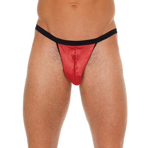 Mens Black G-Sting With Zipper On Red Pouch - Scantilyclad.co.uk 