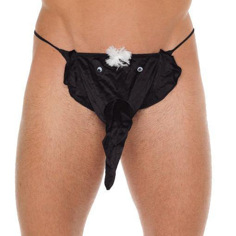 Mens Black G-String With Elephant Animal Pouch - Scantilyclad.co.uk 