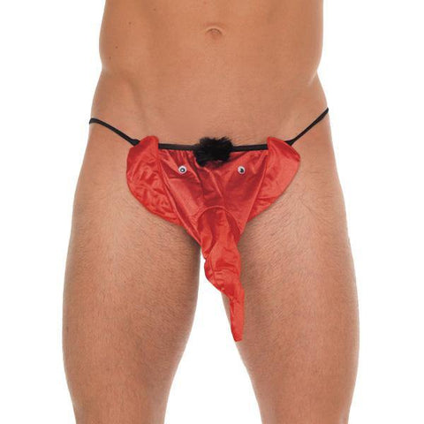 Mens Black G-String With Red Elephant Animal Pouch - Scantilyclad.co.uk 