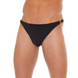 Mens Black G-String With Metal Hoop Connectors - Scantilyclad.co.uk 