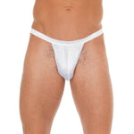 Mens White G-String With Small White Pouch - Scantilyclad.co.uk 