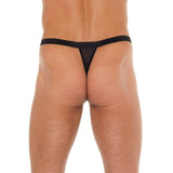 Mens Black G-String With White Pouch - Scantilyclad.co.uk 
