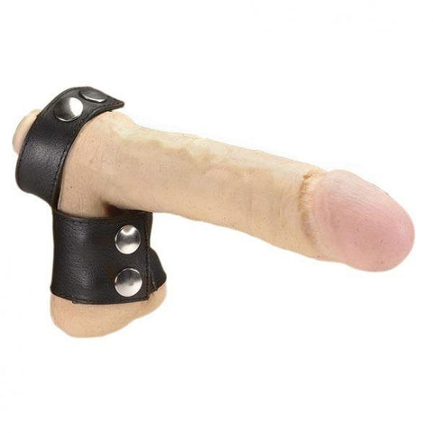 Leather Cock Ring With Ball Clip - Scantilyclad.co.uk 