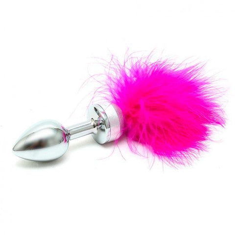 Small Butt Plug With Pink Feathers - Scantilyclad.co.uk 