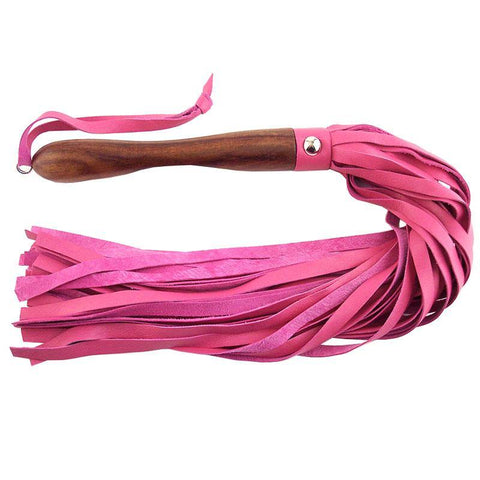 Rouge Garments Wooden Handled Pink Leather Flogger - Scantilyclad.co.uk 