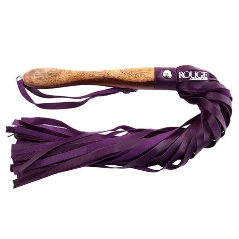 Rouge Garments Wooden Handled Purple Leather Flogger - Scantilyclad.co.uk 