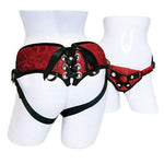 SportSheets Red Lace With Satin Corsette Strap On - Scantilyclad.co.uk 