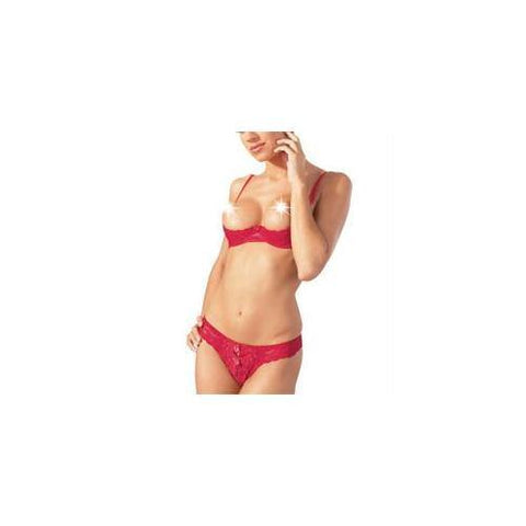Cottelli Collection Red Lace Open Bra Set Size: 34B-S - Scantilyclad.co.uk 