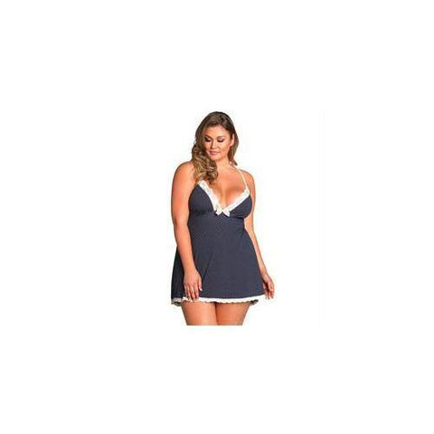 Leg Avenue Polka Dot Brushed Babydoll Nightie with Lace Trim Size: 3XL to 4XL - Scantilyclad.co.uk 