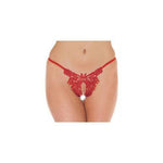 Fancy Red Detailed Open G-String - Scantilyclad.co.uk 