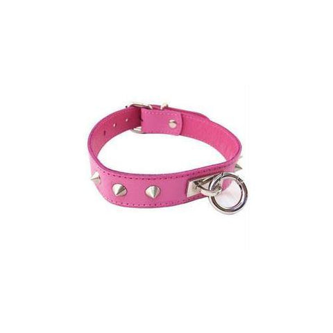 Rouge Garments Pink Studded O-Ring Studded Collar - Scantilyclad.co.uk 